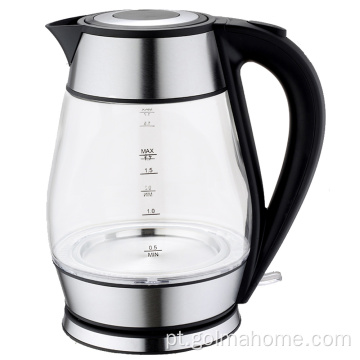 Chaleira de aço inoxidável de construção de parede dupla Caldeira de água quente 1.8L com filtro Tea Maker Chaleira elétrica preta